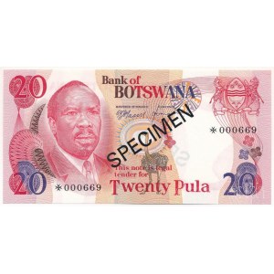 Botswana DN (1976) 20P fekete SPECIMEN bélyegzéssel, 000669 sorszámmal T:UNC Botswana ND (1976) 20 Pula with black SPECIMEN overprint and 000669 serial number C:UNC Krause P#5as