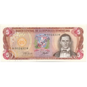 Dominika 1978. 5P fekete SPECIMEN bélyegzéssel mindkét oldalon, 001432 sorszámmal T:UNC Dominica 1978. 5 Pesos with black SPECIMEN overprint and 001432 serial number C:UNC Krause P#118s