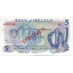 Észak-Írország DN (1980) 5P piros SPECIMEN (Minta) bélyegzéssel 002038 T:UNC Northern Ireland ND (1980) 5 Pounds with red SPECIMEN overprint 002038 C:UNC Krause 62.bs