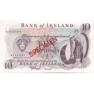 Észak-Írország DN (1980) 10P piros SPECIMEN (Minta) bélyegzéssel 002038 T:UNC Northern Ireland ND (1980) 10 Pounds with red SPECIMEN overprint 002038 C:UNC Krause 63.bs