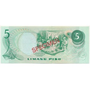 Fülöp-szigetek DN (1979) 5P piros SPECIMEN bélyegzéssel, 001372 sorszámmal T:UNC Philippines ND (1979) 5 Piso with red SPECIMEN overprint and 001372 serial number C:UNC Krause P#160s