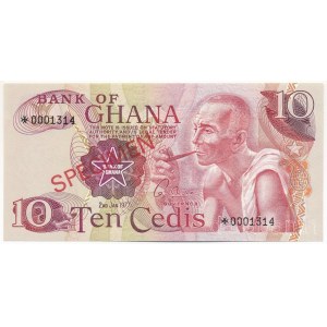 Ghána 1977. 10C piros SPECIMEN bélyegzéssel, 0001314 sorszámmal T:UNC Ghana 1977. 10 Cedis with red SPECIMEN overprint and 0001314 serial number C:UNC Krause P#16s