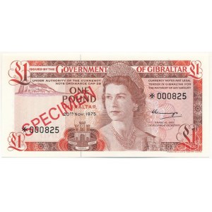 Gibraltár 1975. 1P 000825, piros SPECIMEN (Minta) bélyegzéssel T:UNC Gibraltar 1975. 1 Pound 000825 with red SPECIMEN overprint C:UNC Krause P#20cs1