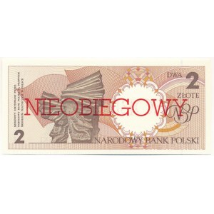 Lengyelország 1990. 2Zl piros NIEOBIEGOWY (minta) bélyegzéssel mindkét oldalon, A 3605286 sorszámmal T:UNC Poland 1990. 2 Zlotye with red NIEOBIEGOWY (specimen) overprint and A 3605286 serial number C:UNC Krause P#165s
