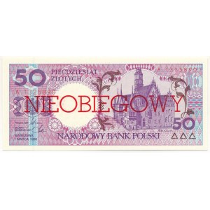 Lengyelország 1990. 50Zl piros NIEOBIEGOWY (minta) bélyegzéssel mindkét oldalon, A 1325890 sorszámmal T:UNC Poland 1990. 50 Zlotych with red NIEOBIEGOWY (specimen) overprint and A 1325890 serial number C:UNC Krause P#169s