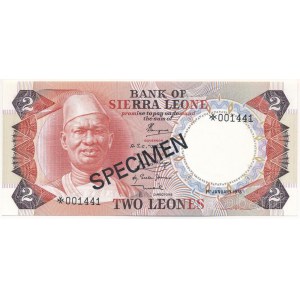 Sierra Leone 1978. 2L fekete SPECIMEN bélyegzéssel, 001441 sorszámmal T:UNC Sierra Leone 1978. 2 Leones with black SPECIMEN overprint and 001441 serial number C:UNC Krause P#6s