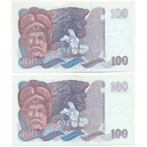 Svédország 1971. 100K (2x) pótkiadás, sorszámkövetők Z 365569 * - Z 365570 * T:AU Sweden 1971. 100 Kronor (2x) replacement issue, consecutive serials Z 365569 * - Z 365570 * C:AU Krause 54.