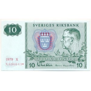 Svédország 1979. 10K X 696643* pótkiadás T:UNC Sweden 1979. 10 Kronor X 696643* replacement note C:UNC Krause 52d.3r