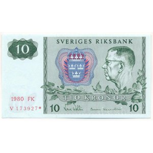 Svédország 1980. 10K V 173927* pótkiadás T:UNC Sweden 1980. 10 Kronor V 173927* replacement note C:UNC
