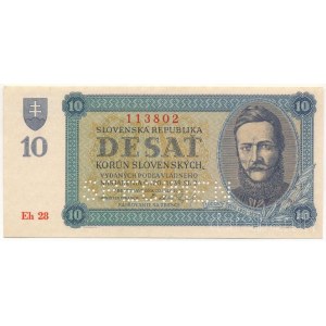 Szlovákia 1943. 10K SPECIMEN perforációval, Eh 28 113802 T:UNC Slovakia 1943. 10 Korun with SPECIMEN perforation, Eh 28 113802 C:UNC Krause 6.s