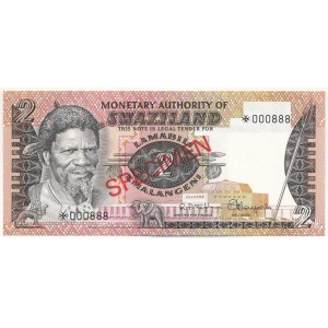 Szváziföld DN (1974) 2E piros SPECIMEN bélyegzéssel 000888 T:UNC Swaziland ND (1974) 2 Emalangeni with red SPECIMEN overprint 000888 C:UNC Krause P#2s