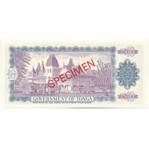 Tonga 1978. 10P piros SPECIMEN bélyegzéssel, 000848 sorszámmal T:UNC Tonga 1978. 10 Pa'anga with red SPECIMEN overprint and 000848 serial number C:UNC Krause 22.s