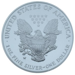 Amerikai Egyesült Államok 2004W 1$ Ag Amerikai Sas / Walking Liberty West Point, kapszulában, eredeti dísztokban (0.999/31,1g) T:PP USA 2004W 1 Dollar Ag American Silver Eagle / Walking Liberty West Point, in capsule, in original case (0.999/31,1g) C: