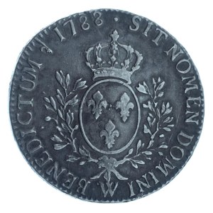 Franciaország 1788W 1E Ag XVI. Lajos (29,23g) Lille T:XF,VF patina France 1788W 1 Écu Ag Louis XVI (29,23g) Lille C:XF,VF patina Krause KM#564.16