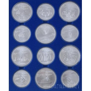 Kanada 1973-1976. 5$ Ag (14xklf) + 10$ Ag (14xklf) 1976 Montreali Olimpia Teljes sor! Barna színű műbőr gyűjtői díszdobozban, az érmek kapszulában T:1 / Canada 1973-1976. 5 Dollars Ag (14xdiff) + 10 Dollars Ag (14xdiff) 1976 Montreal Olympiad Full coi