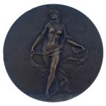 Franciaország DN (1908) "La Danseuse" (A táncosnő) kétoldalas bronz plakett Szign.: L. Coudray (50mm) T:AU patina, ph. France ND (1908) "La Danseuse" (The Dancer) double-sided bronze plaque Sign.: L. Coudray (50mm) C:AU patina, edge errors