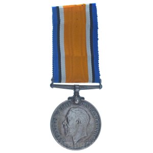 Nagy-Britannia 1919. Brit Háborús Érem 1914-1918 Ag kitüntetés mellszalagon, peremén az adományozott személy nevének és számának feltüntetésével T:AU United Kingdom 1919. British War Medal 1914-1918 Ag decoration with ribbon, with the recipients name 