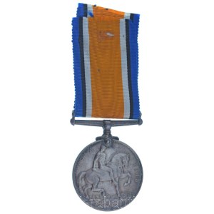 Nagy-Britannia 1919. Brit Háborús Érem 1914-1918 Ag kitüntetés mellszalagon, peremén az adományozott személy nevének és számának feltüntetésével T:AU United Kingdom 1919. British War Medal 1914-1918 Ag decoration with ribbon, with the recipients name 