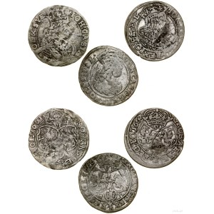 Poland, set: 3 x six-real coins, 1661, 1666, 1667, Bydgoszcz and Kraków