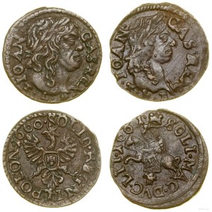 Polen, Set mit 2 x Kupferschilling (Boratynka), 1660 TLB (Kronenschilling), 1661 TLB (litauischer Schilling), Ujazdów