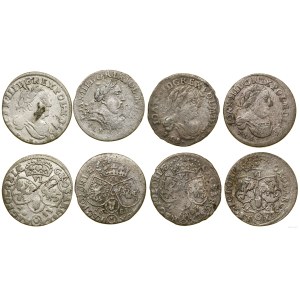 Polen, Set: 4 x Sechser, 1681, 1682, 2 x 1683, Krakau und Bydgoszcz