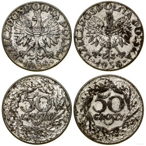 Polska, zestaw: 2 x 50 groszy, 1938, Warszawa