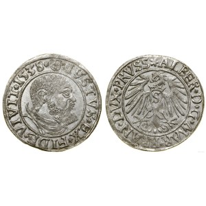 Prusy Książęce (1525-1657), grosz, 1538, Królewiec
