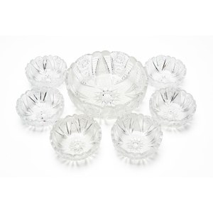 Fruit salad set made of clear-cut Bohemian crystal