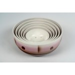 Set of six glazed ceramic bowls in shades of brown and pink of different sizes, Germany, 20th century