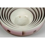 Set of six glazed ceramic bowls in shades of brown and pink of different sizes, Germany, 20th century
