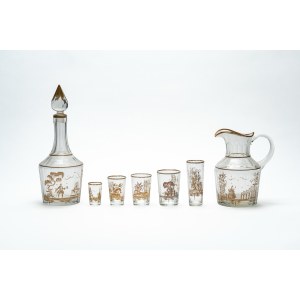 Set of glasses with a gold silhouette, Venice, 1930s–1940s