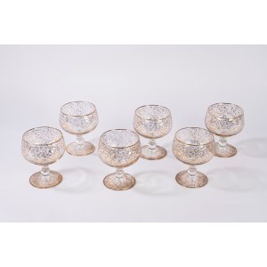 Six Murano glass fruit salad bowls with gold decorations