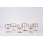 Six Murano glass fruit salad bowls with gold decorations