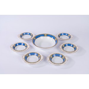 Old English Blue Cathay Porcelain Fruit Salad Set