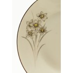 White porcelain dinner service with a gold rim and floral motifs, Krone