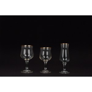 Set of 12 crystal glasses with a gold rim