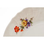 Six-piece porcelain tea and coffee set with a raised, wavy rim and floral decoration. Richard Ginori