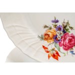 Six-piece porcelain tea and coffee set with a raised, wavy rim and floral decoration. Richard Ginori