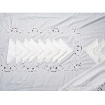 White linen and lace tablecloth with 12 napkins