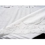 White linen and lace tablecloth with 12 napkins