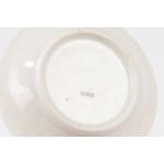 Four white and gold porcelain coffee cups with saucers, Ginori