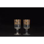 Pair of cut crystal goblets painted in gold, France, 19th century