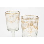 Pair of cut crystal goblets painted in gold, France, 19th century