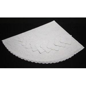 Round embroidered flower tablecloth with 9 napkins