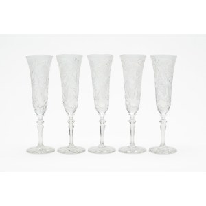 Five Bohemian crystal flutes