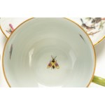 Porcelain tea set with gold trim and butterfly and bird decoration. Herend Hungary.