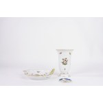 Lot consisting of a vase, a leaf-shaped plate, and a porcelain saucer, Herend, Hungary