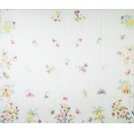 Lightweight linen tablecloth with 12 napkins decorated with fruit, flowers, lemons, and butterflies