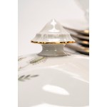 Porcelain set with floral decoration and a wavy, gold-plated rim. Epiag DF, Czechoslovakia.