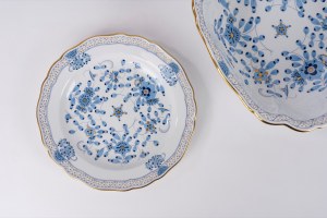 Important porcelain service of 12 Blue Indianische Blumen, Meissen